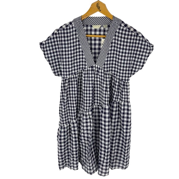 Anthropologie Dresses & Skirts - NWT Anthropologie 11-1-TYLHO Navy Blue Gingham Swing Mini Dress Size Extra Small